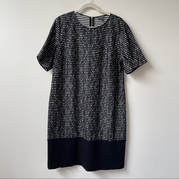 The Limited Dresses & Skirts - The Limited Black White Lace Striped Short Sleeved Dress